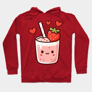 Cute Strawberry Ice Cream in Kawaii Style with Strawberries and Hearts | Kawaii Food Hoodie